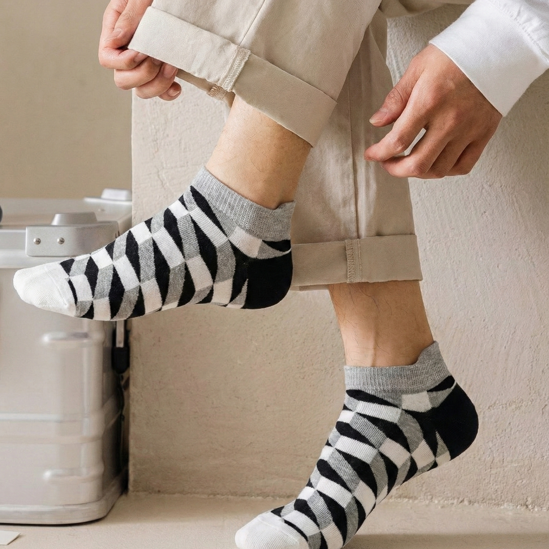 جوارب الأسود والرمادي والأبيض