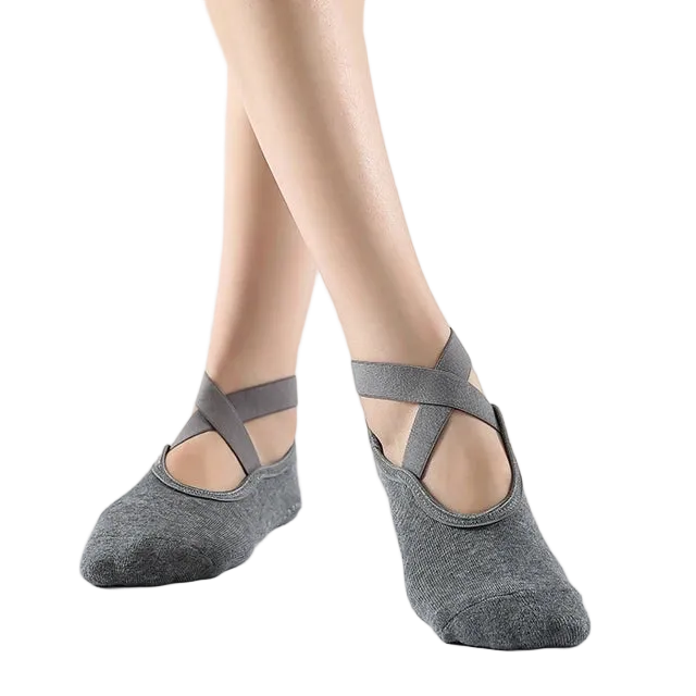 جوارب يوغا مفتوحة رمادي