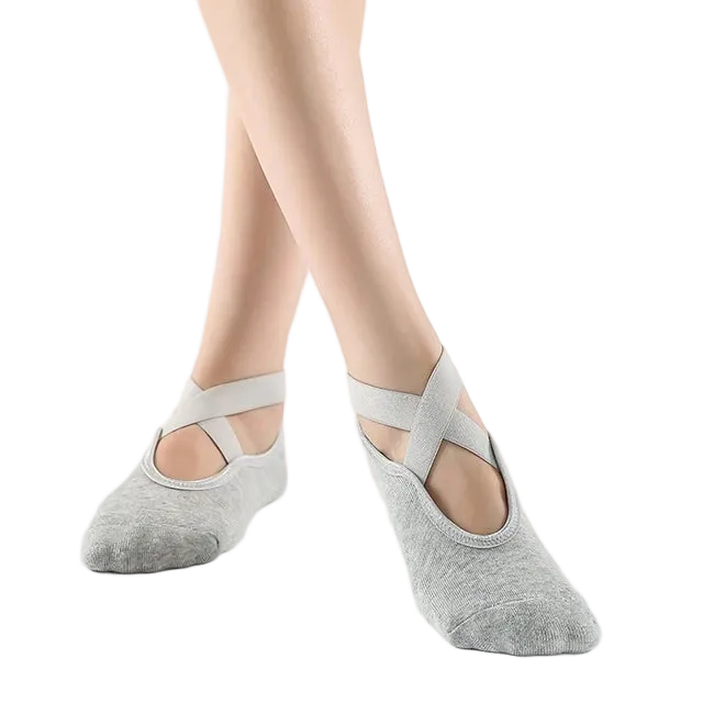 جوارب يوغا مفتوحة رمادي فاتح