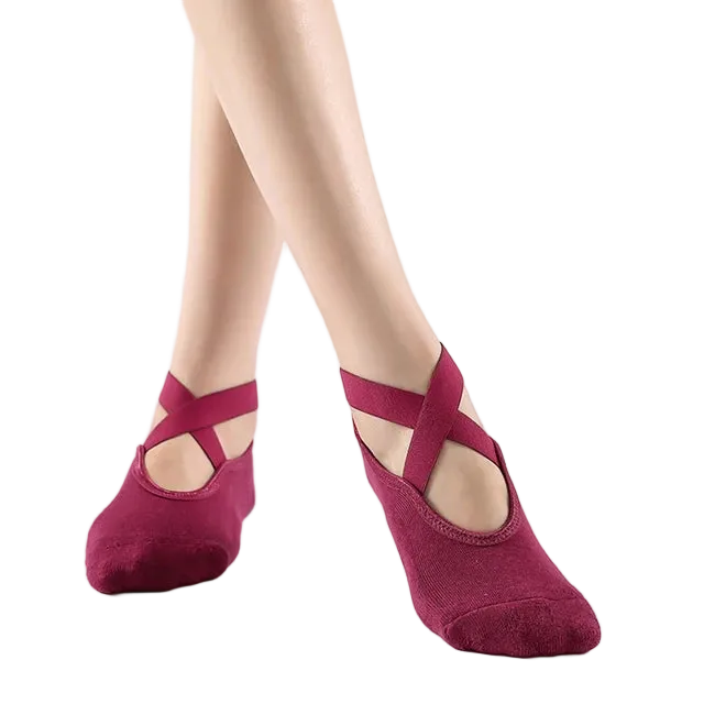 جوارب يوغا مفتوحة عنابي